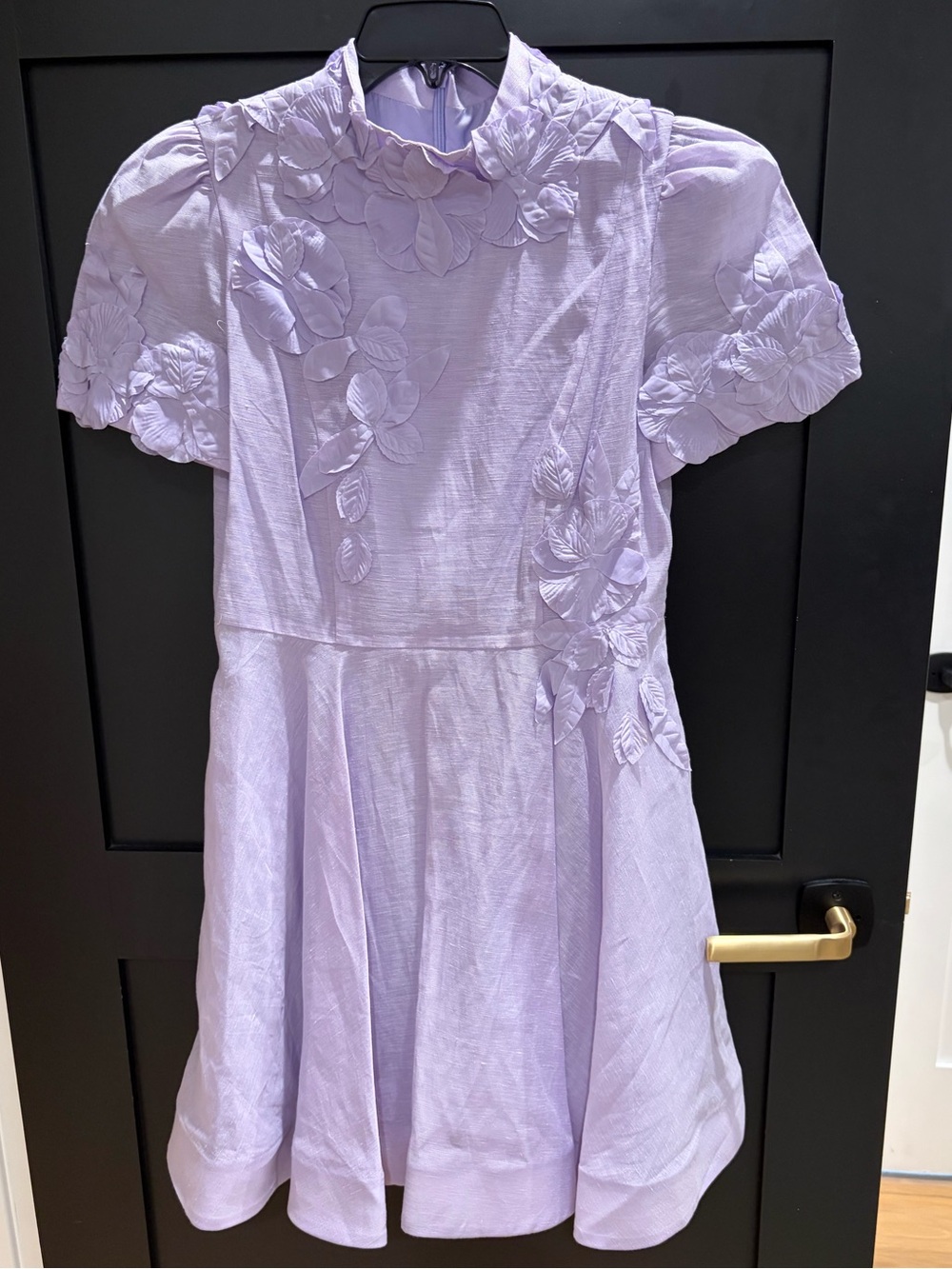 Girls Lavender Floral Appliqué Dress
